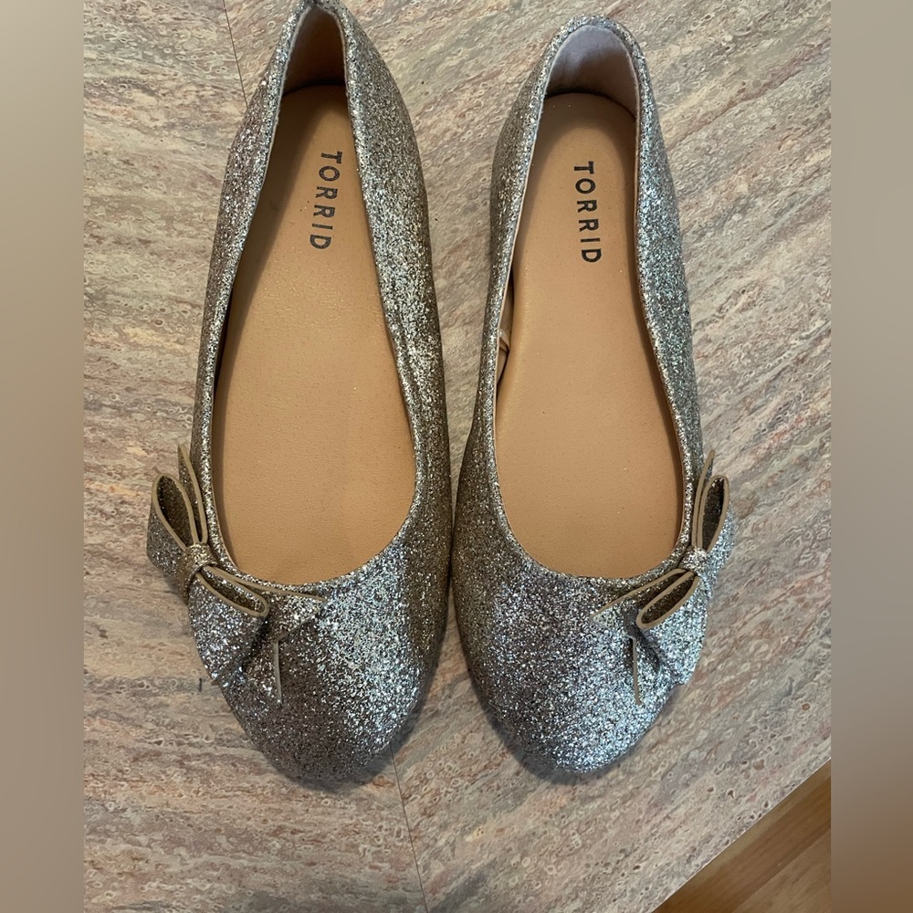 - - - Torrid Glittery Gold  Flats size 8 wide